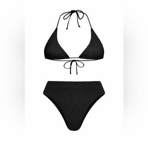 Bond-eye Black Eco Bikini Set Sofie Tie Top Savannah Brief Bottom